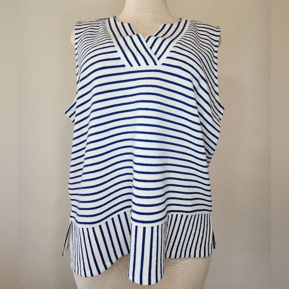 Jones New York Signature Sapphire and White Striped Tank Top NWT - Picture 3 of 11